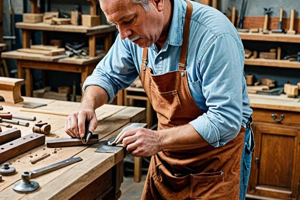 Master craftsman working on furniture restoration