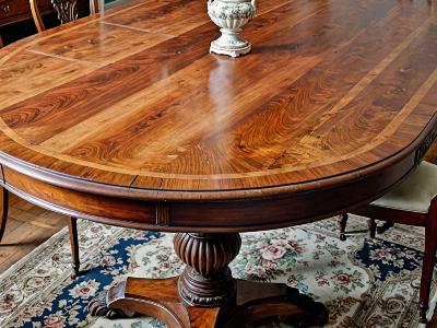 Victorian dining table before restoration showing wear and damage